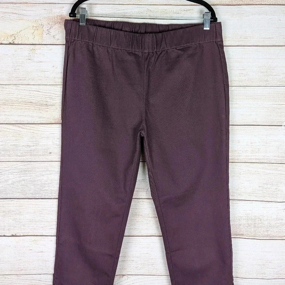 Soft Surroundings Size PL Slim St Ankle Pullon Pants Burgundy Snap Button Ankle - Picture 2 of 10